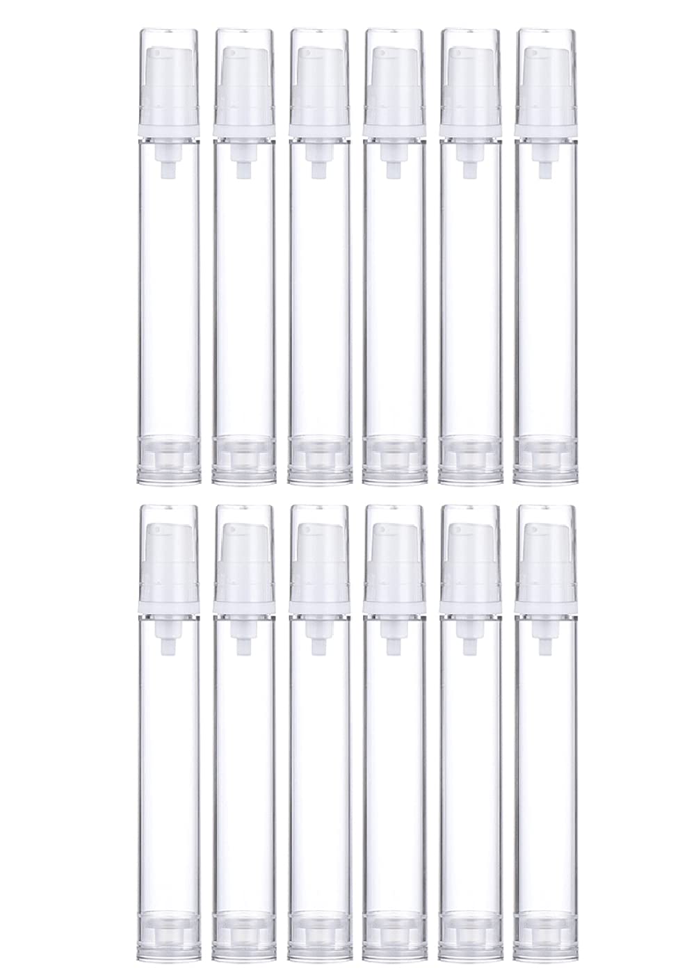 Wresty 12 Pcs Vacuum Lotion Bottles Plastic Airless Pump Bottles Travel DIY Cosmetic Cream Foundation Toiletries Liquid Vacuum Container (15ml)