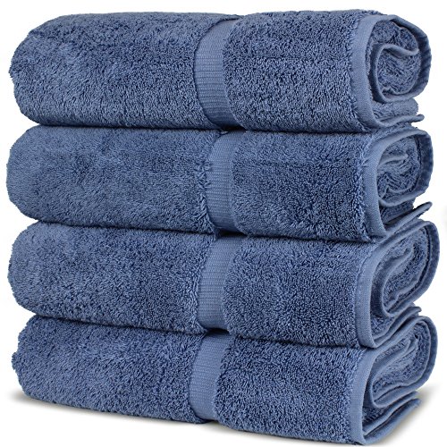 Chakir Turkish Linens | Hotel & Spa Quality 100% Cotton Premium Turkish Towels | Soft & Absorbent (4-Piece Bath Towels, Wedgewood) #TOP5