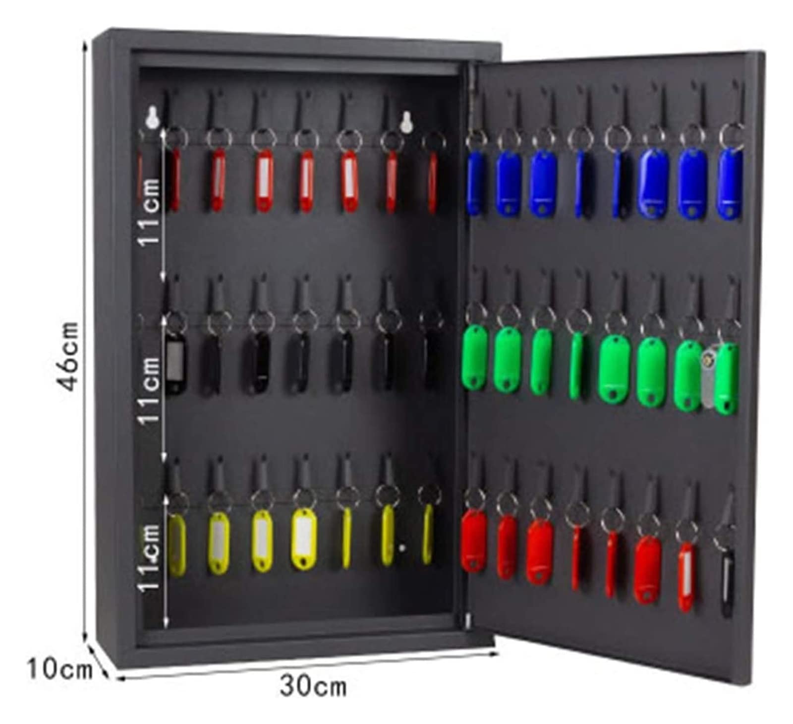 Armoire à clés murale pour clés - Boîte de rangement murale à combinaison en métal pour 48 clés - Boîte de rangement sûre pour 48 clés - Noir