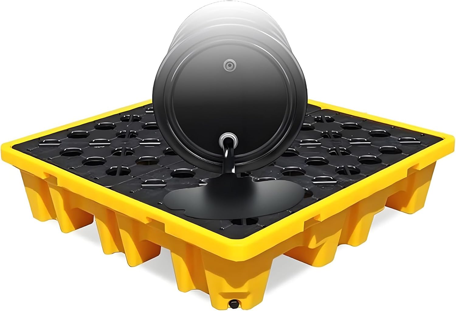 Stackable Spill Containment Pallet, Modular Storage Platform for Factory & Warehouse, Oil Drum Safety Solution, 33.5x33.5x5.5cm, Durable & Efficient