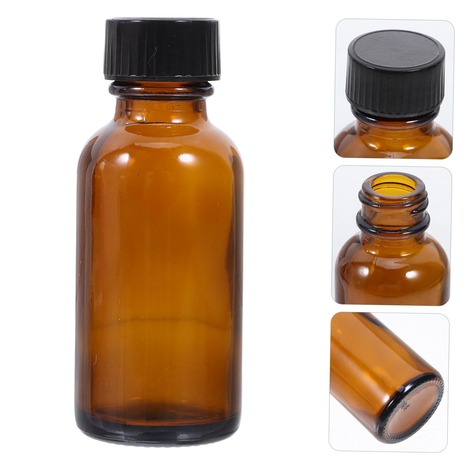 STOBAZA Sturdy Glass Bottles for Oil Empty Glass Bottles Cap for Lab Chemicals