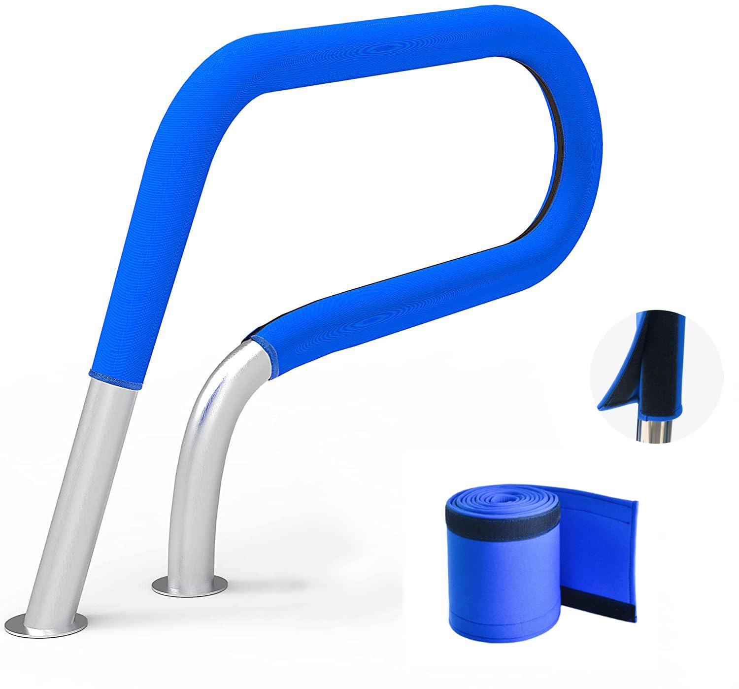 SYOSI Swimming Pool Hand Rail Cover, Enhance Pool Safety with 4ft Velcro Style Blue Rail Grip Covers - Non-Slip Swimming Pool Hand Rail Cover for Secure Poolside Support (4 Feet Velcro Style)