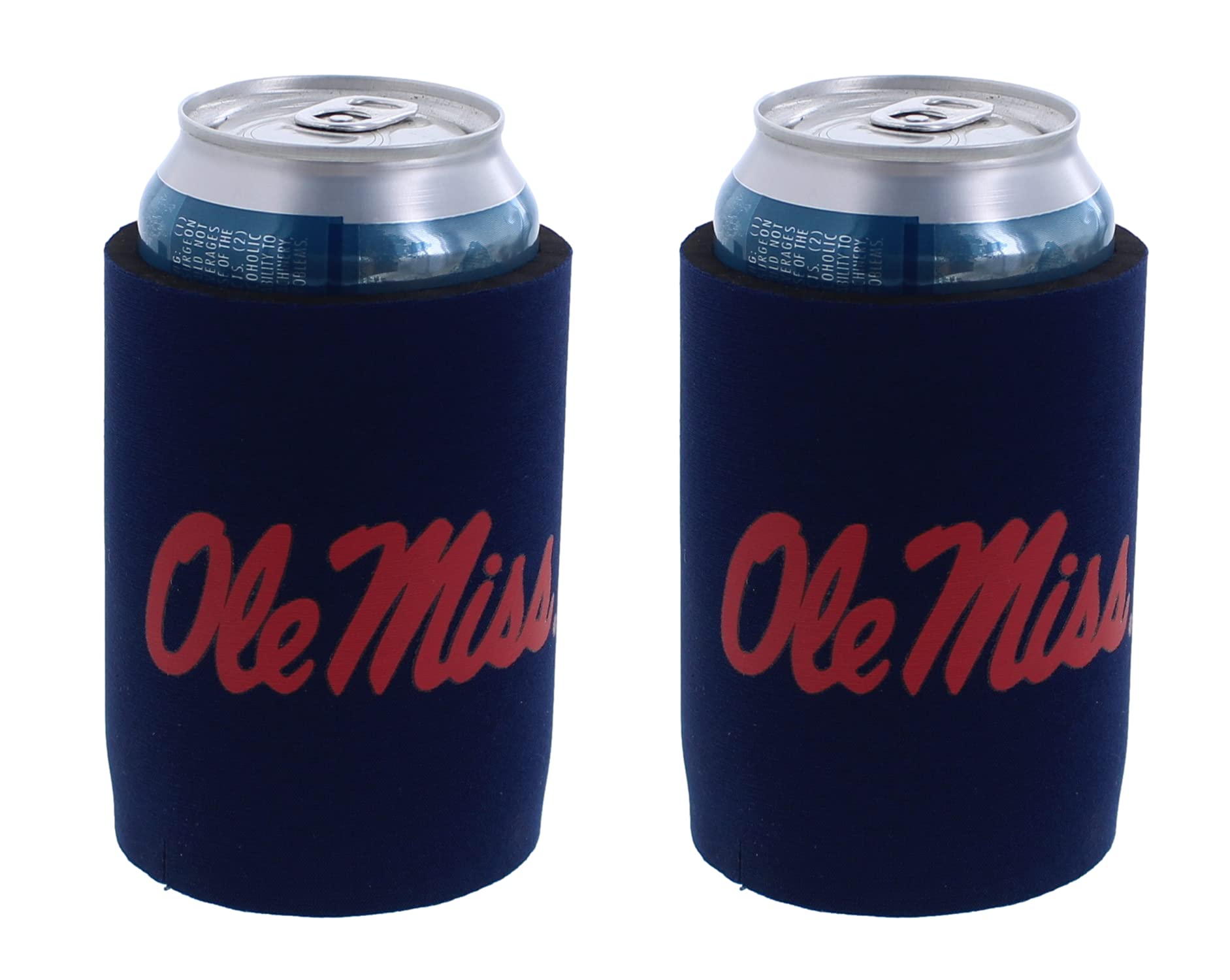 Kolder College Team Logo Insulated 5mm Neoprene Glued In Bottom Can Holder Cooler 2-Pack Set (Ole Miss Rebels Team Color)