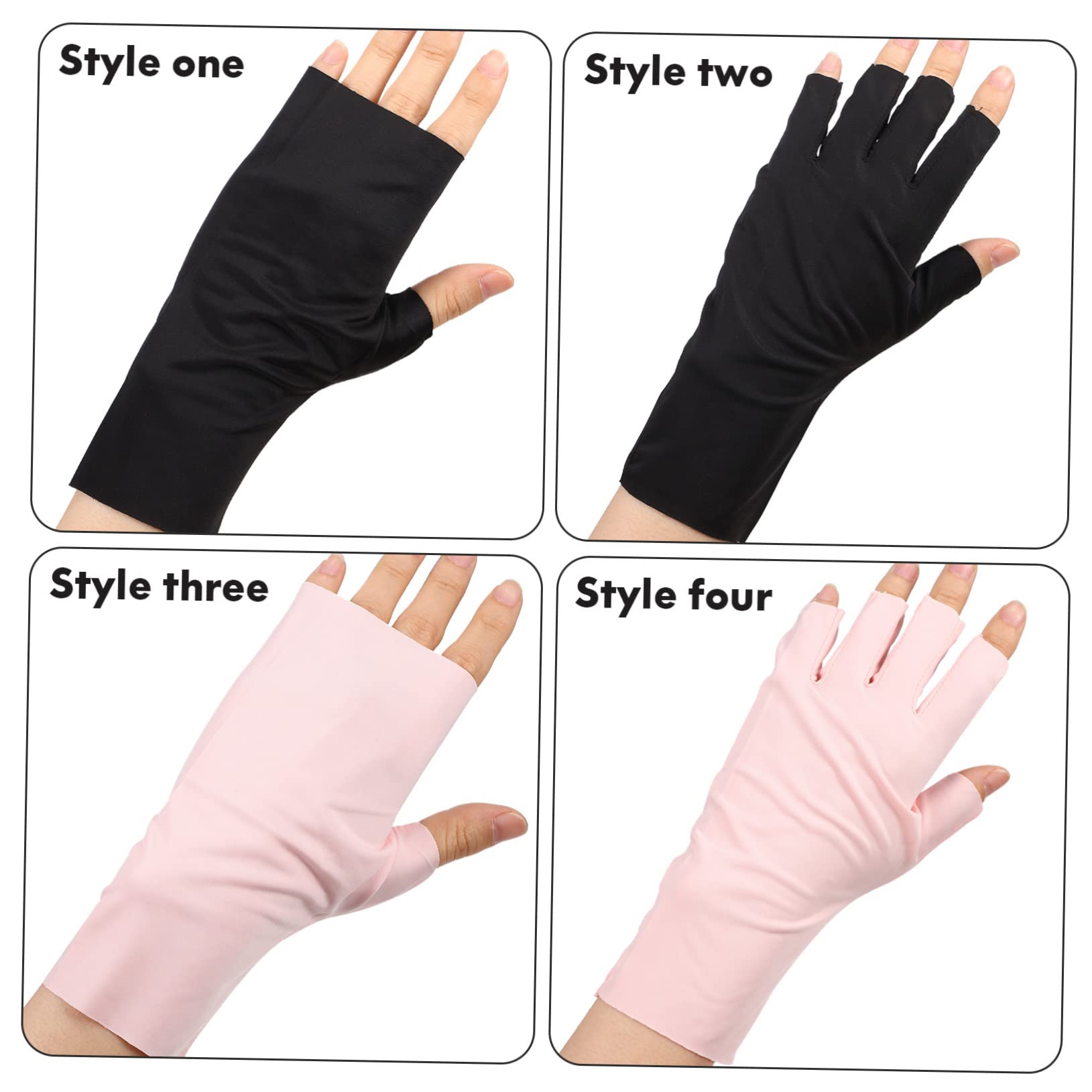 FRCOLOR 3 Set Di Guanti Per Unghie Guanti Per Unghie in Gel Per Manicure Per Donne E Ragazze Design Senza Dita Materiale in Nylon Elastico Confortevole 4 Paia * 3