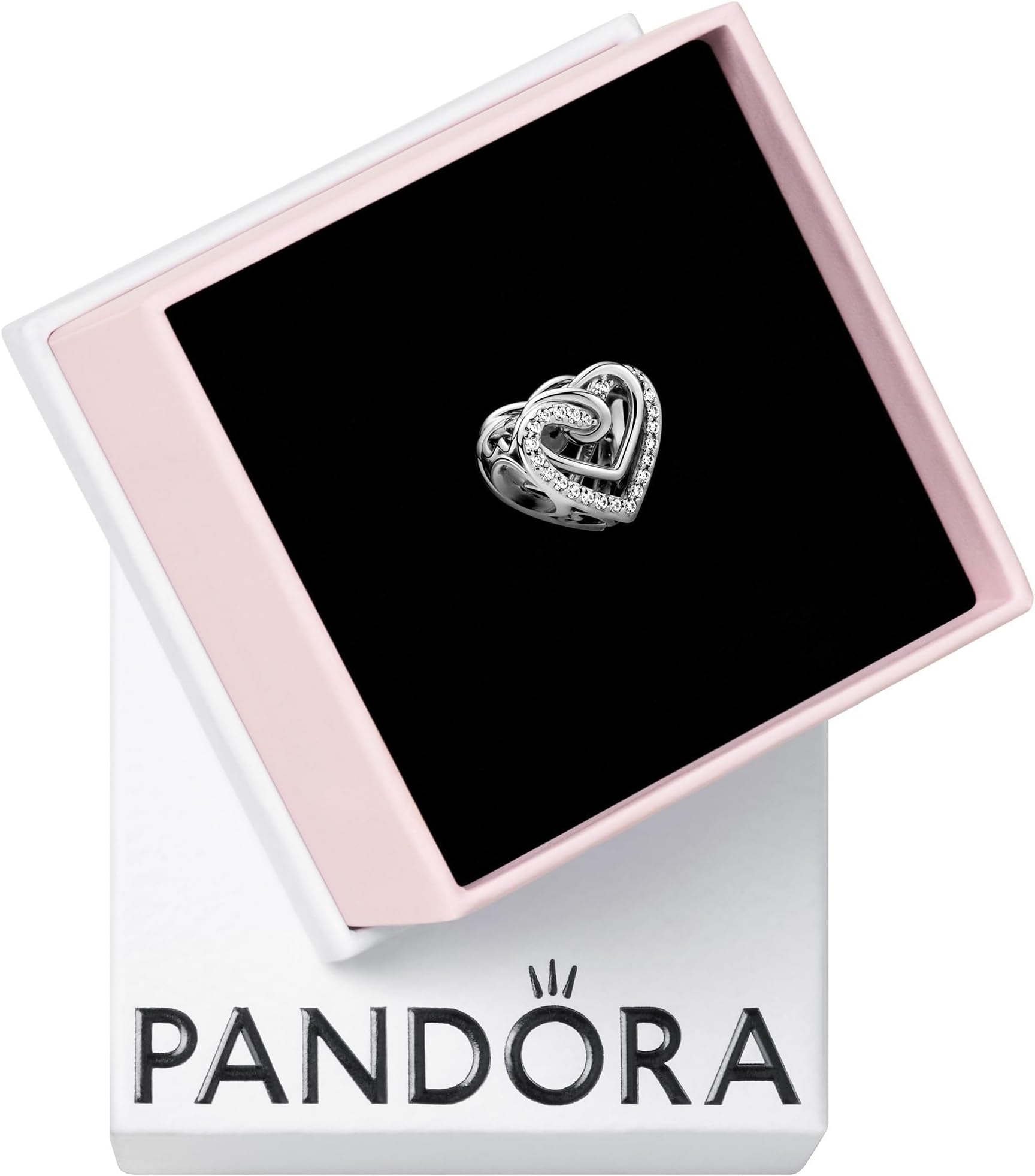 Sparkling Entwined Hearts Charm - Compatible with PANDORA Moments - Stunning Women's Jewelry - Made with Sterling Silver & Cubic Zirconia - With Gift Box