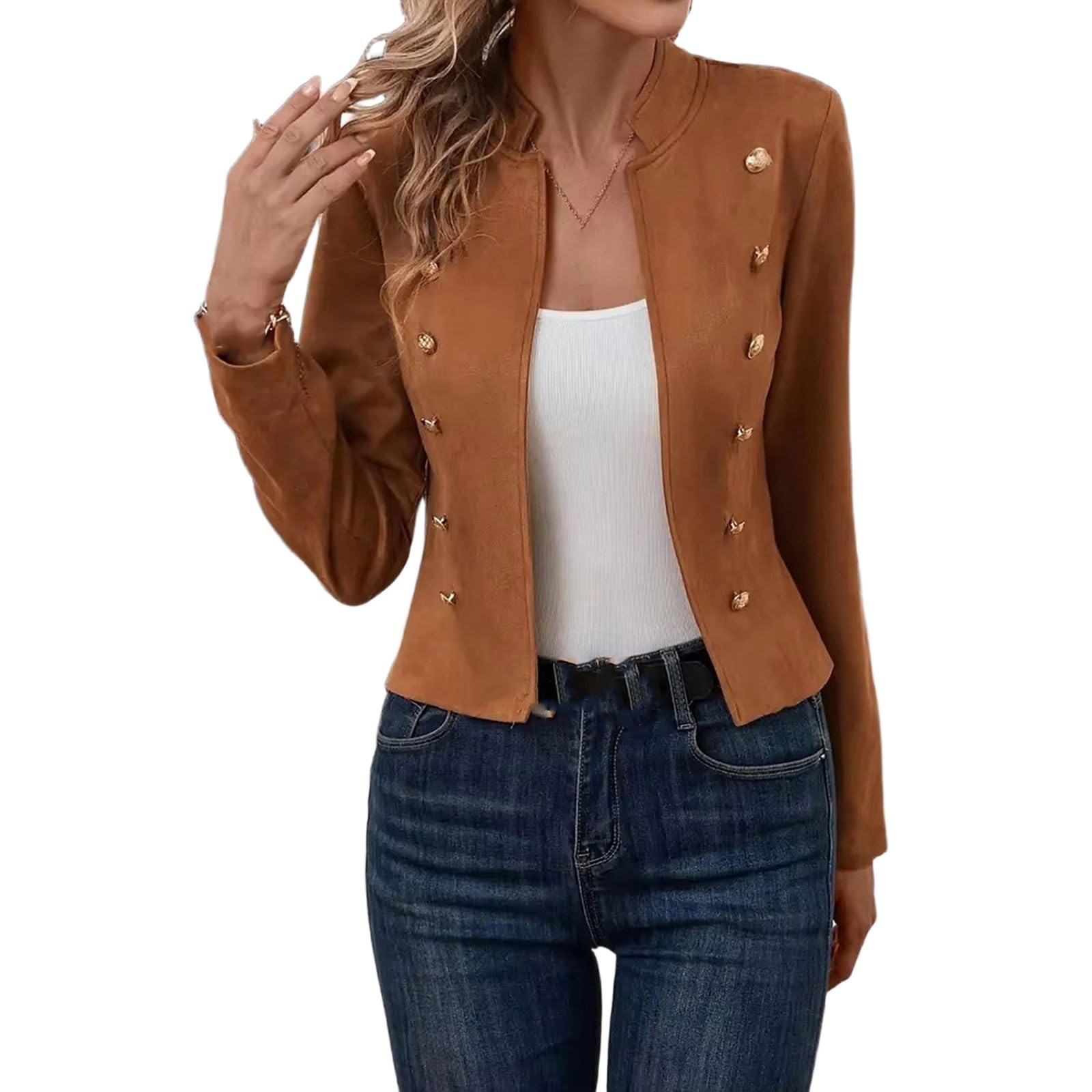 GUOYUXIAO Giacca da Donna a Colonna, Maniche Lunghe, Giacca Professionale da Ufficio per Abbigliamento da Lavoro