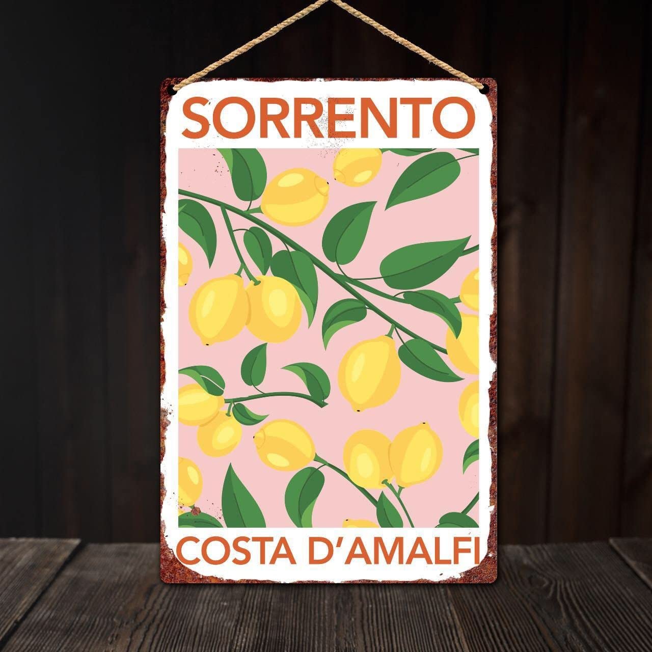 Matlpats Sorrento Wall Plaque Lemon Wall Decor Kitchen Plaque Tin Sign Vintage Funny Home Decor Tin Sign Retro Metal Bar Pub Poster 8X12 Inch