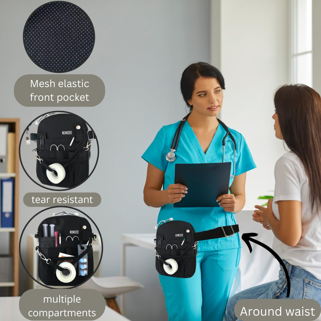 MOMOZEE Bolsa de enfermera, artículos esenciales de enfermería para enfermeras, artículos esenciales para estudiantes de enfermera, accesorios de enfermeras para el trabajo, bolsa de cintura de regalo