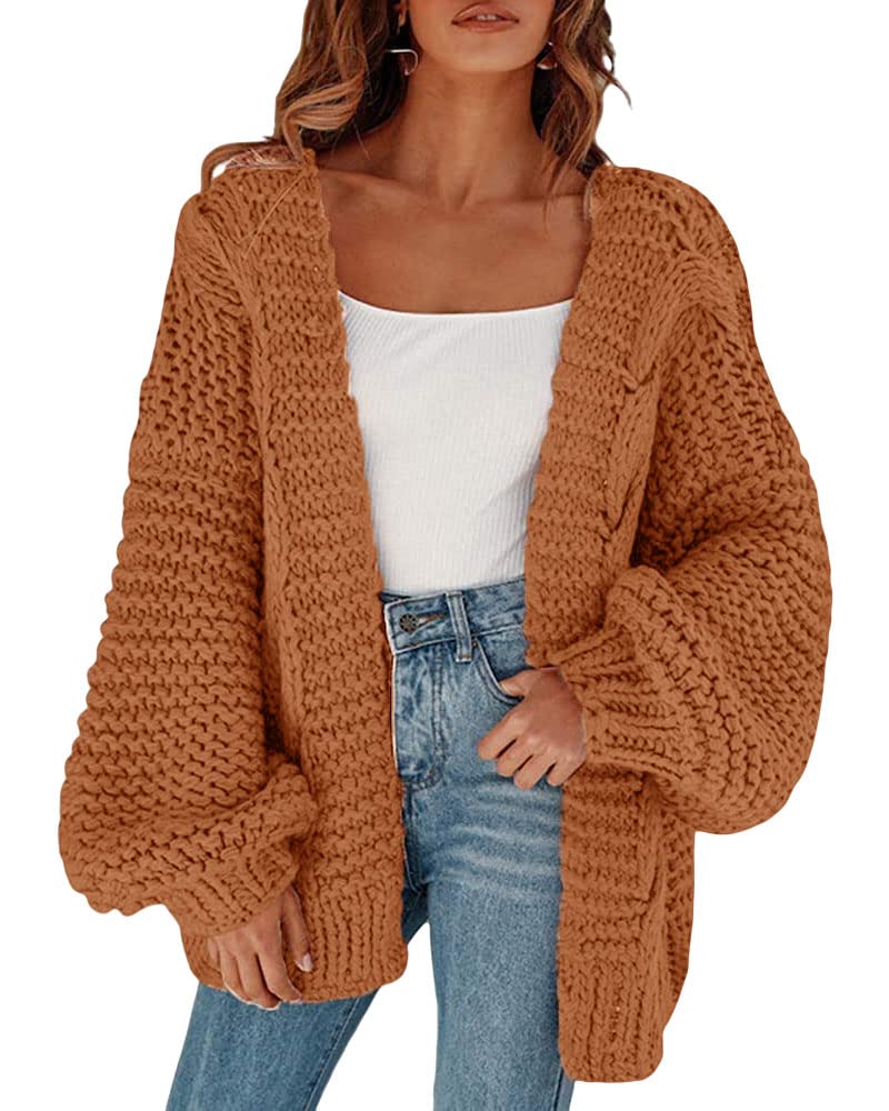 Remikstyt Womens Chunky Cardigan Cable Knit Oversized Open Front