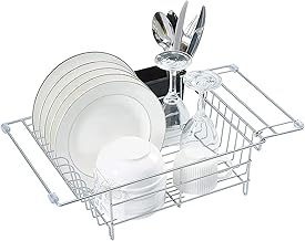 Dish Drying Rack, Dish Rack Expandable Dish Drying Rack over Sink, Dish Drainer with Utensil Holder, in Sink Dish Drying Rack Rustproof Stainless Steel, Sink Dish Drying Rack,Sink Drying Rack,Dishrack