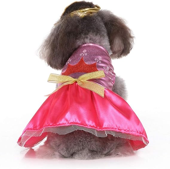 Amazon Co Jp Yodqego ペット服 ドレス 小型犬服 可愛い お姫様 セット服 王冠付き 犬用 犬 猫洋服 王冠柄 プリンセス 蝶結び 小型犬スカート お出かけ 結婚式 お祭り ドッグウェア 二つ足の服 仮装 犬服 ウェディングドレス 記念撮影 ペット用品