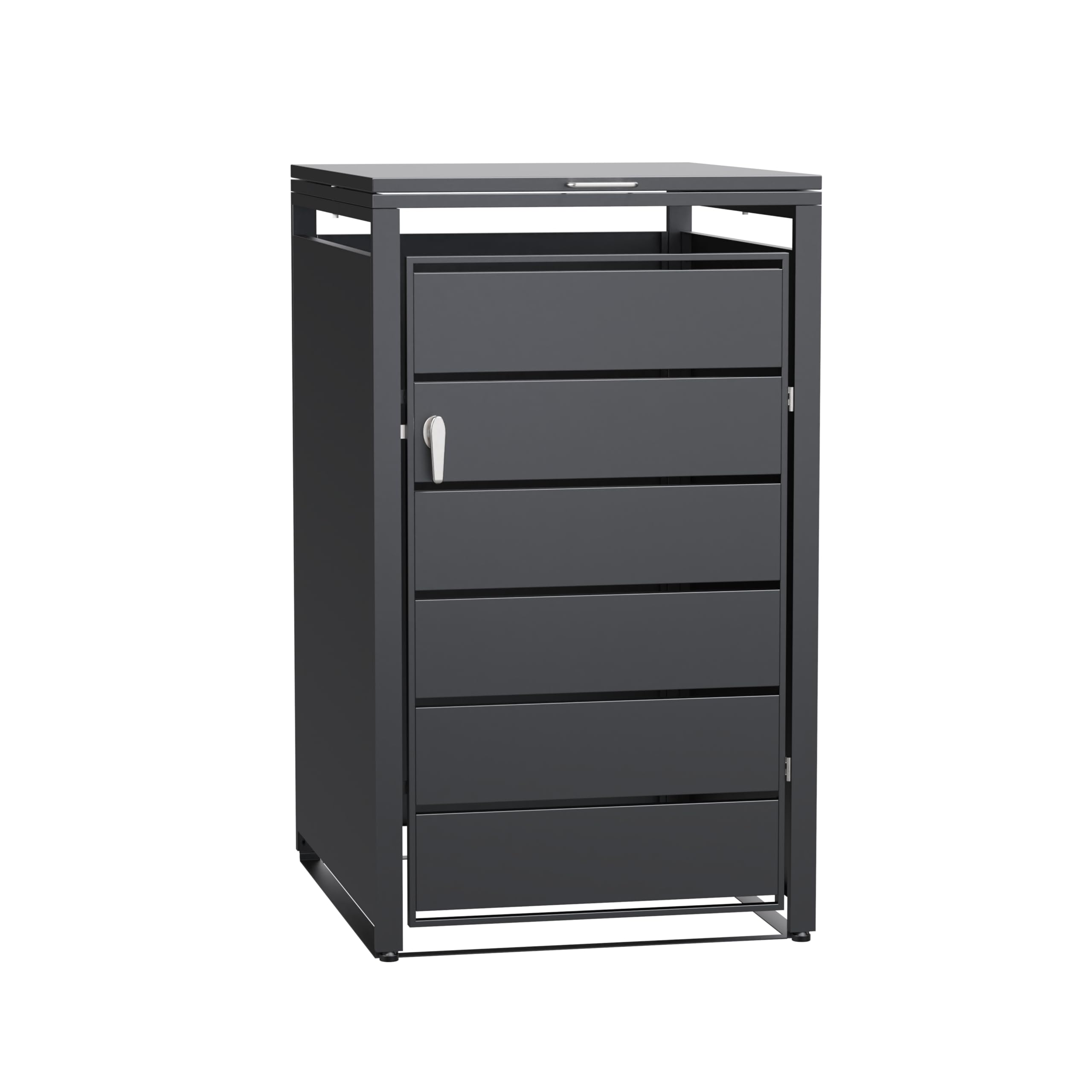 Garden Store Direct Modern Wheelie Bin Storage, Anthracite, Lockable Outdoor Metal Bin Storage, Weather-Resistant, Soft-Close Lid, Gas Pressure Springs, Two Styles, 3 Sizes (Single Grey 001)