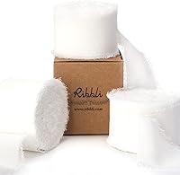 Vista 1 de Ribbli Cinta de gasa blanca – 1.5 pulgadas x 30 yardas, seda hecha a mano, gasa con flecos para invitaciones de boda, envoltura de regalos, ramos