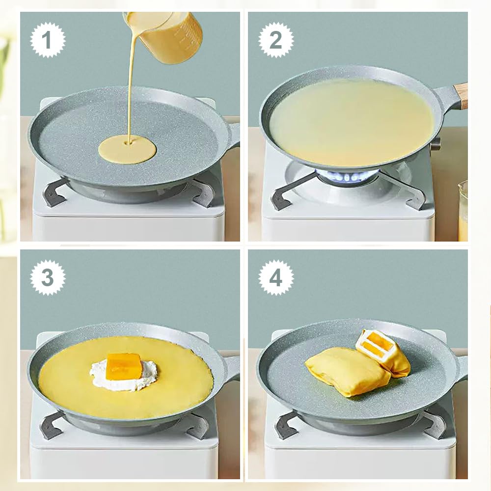 RANX INGST Poêle à Crêpes en Céramique 30 cm - Crêpière avec Poignée Amovible - Tous Feux dont Induction