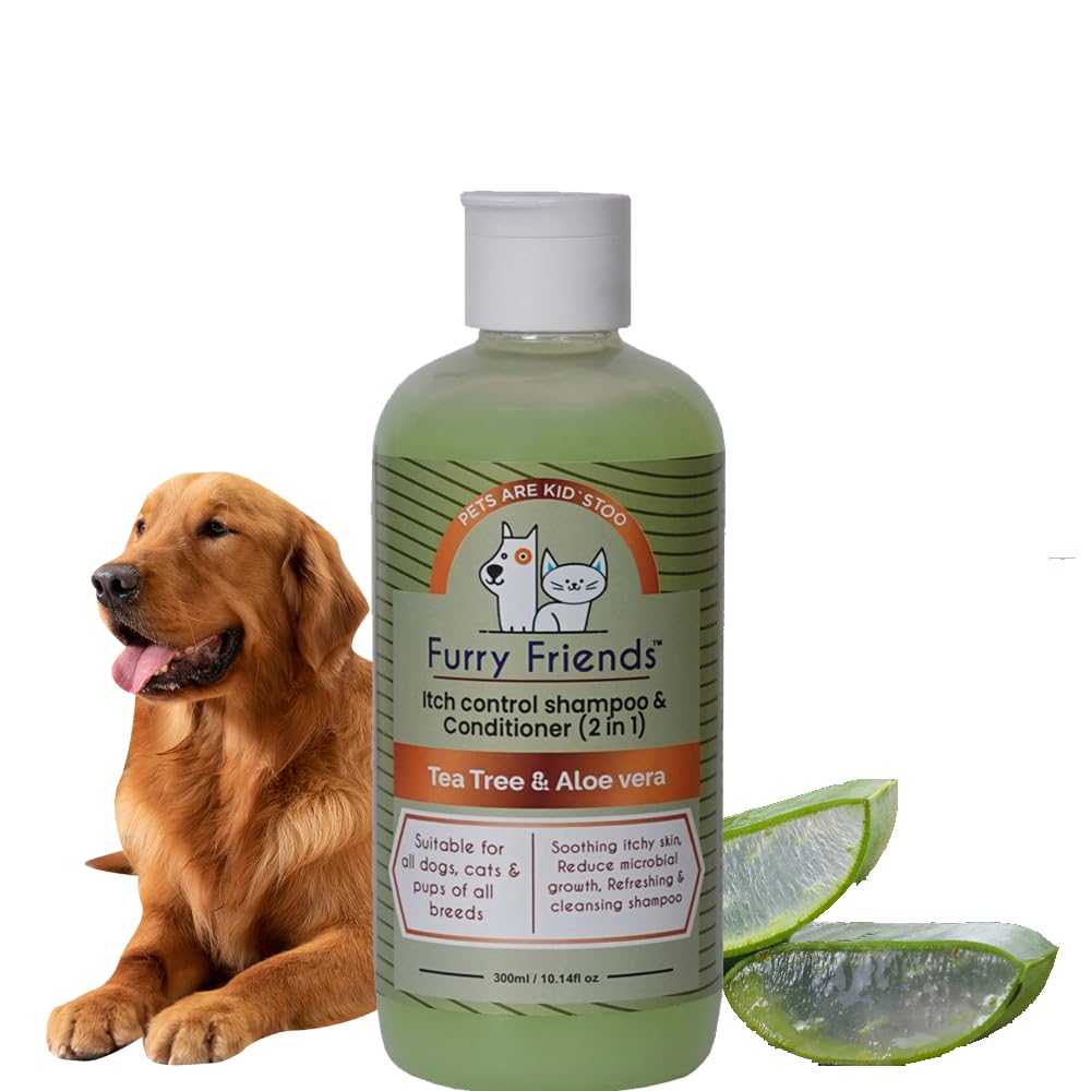 Furry Friends Itch Control Shampoo and Conditioner (2 in 1) - Refreshing & Cleansing Action - Balance pH - Promotes Shiny Coat - Sulfate, Paraben & Silicone Free - 300ml / 10.14 fl oz 1