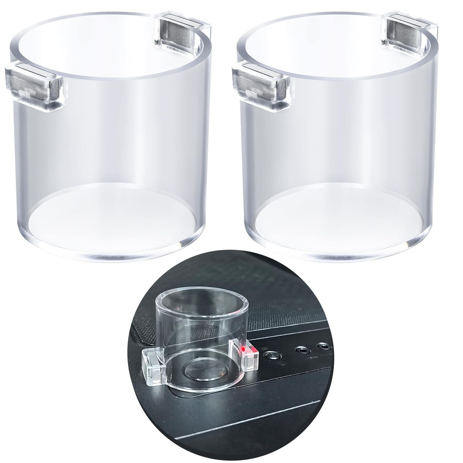 2Pcs 36 * 30mm Strong Magnet Magnetic Push Button Switch Protective Cover 7/8" Strong Round 1.42 * 1.18in Waterproof Transparent for Computer PC