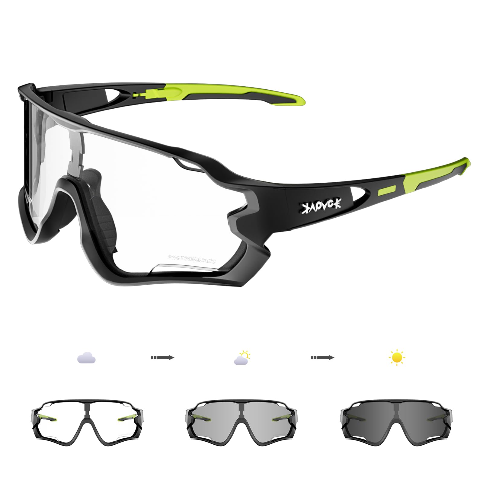 KAPVOE Gafas de Ciclismo Fotocromáticas Montura TR90 Mujeres Hombres Protección UV400, Gafas Deportivas Transparentes