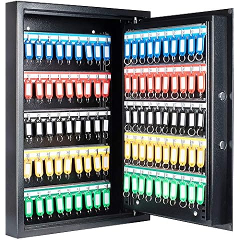 winbest Barska 100 Key Safe Storage Cabinet with Digital Lock Wall Mount, Black Cover