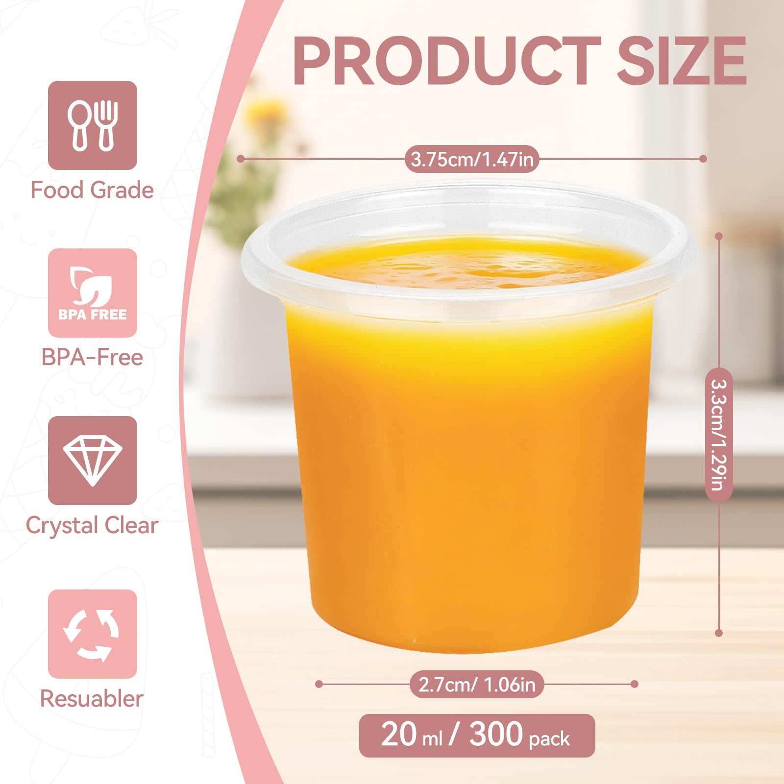 300 sztuk plastikowych kieliszków do wódki, 20 ml, plastikowe kubki wielokrotnego użytku, do degustacji, na imprezy i bankiety