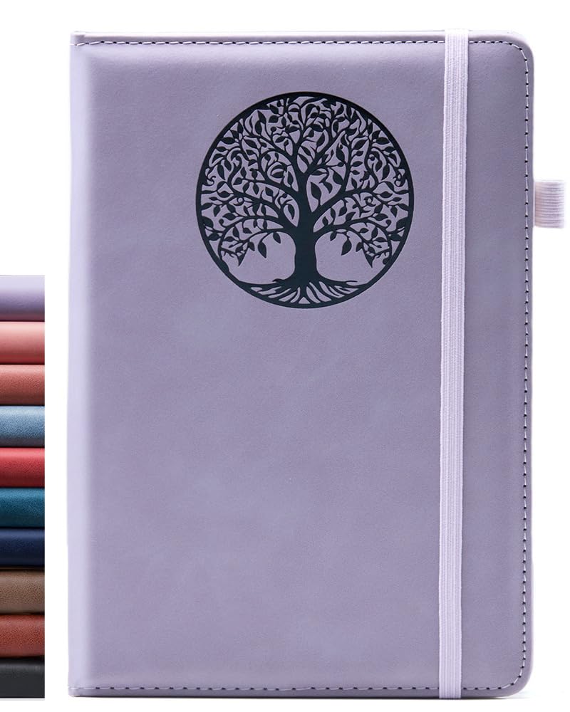 BIYUNRO Liniertes Tagebuch, Notizbuch für Damen & Herren, Hardcover, Leder, Tagebuch, Tagebuch, Bibel, Arbeit & Reisen, A5 (Lila)