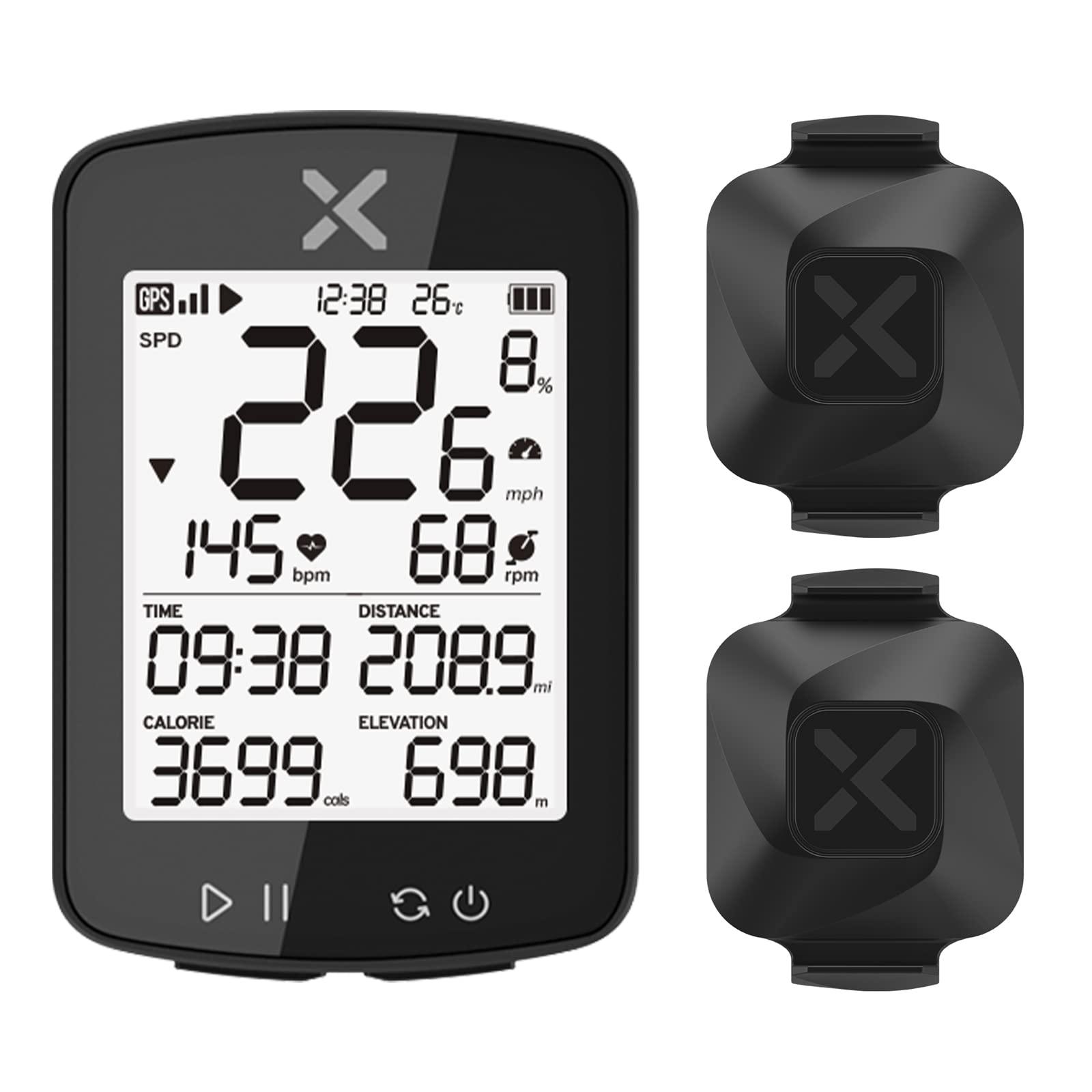 XOSS G+ Gen2 GPS Bike Computer ANT+/ Bluetooth IPX7 Cycling Computer Rechargeable Speedometer Odometer with 2.2 inch LCD Screen, 28 hrs Long Battery