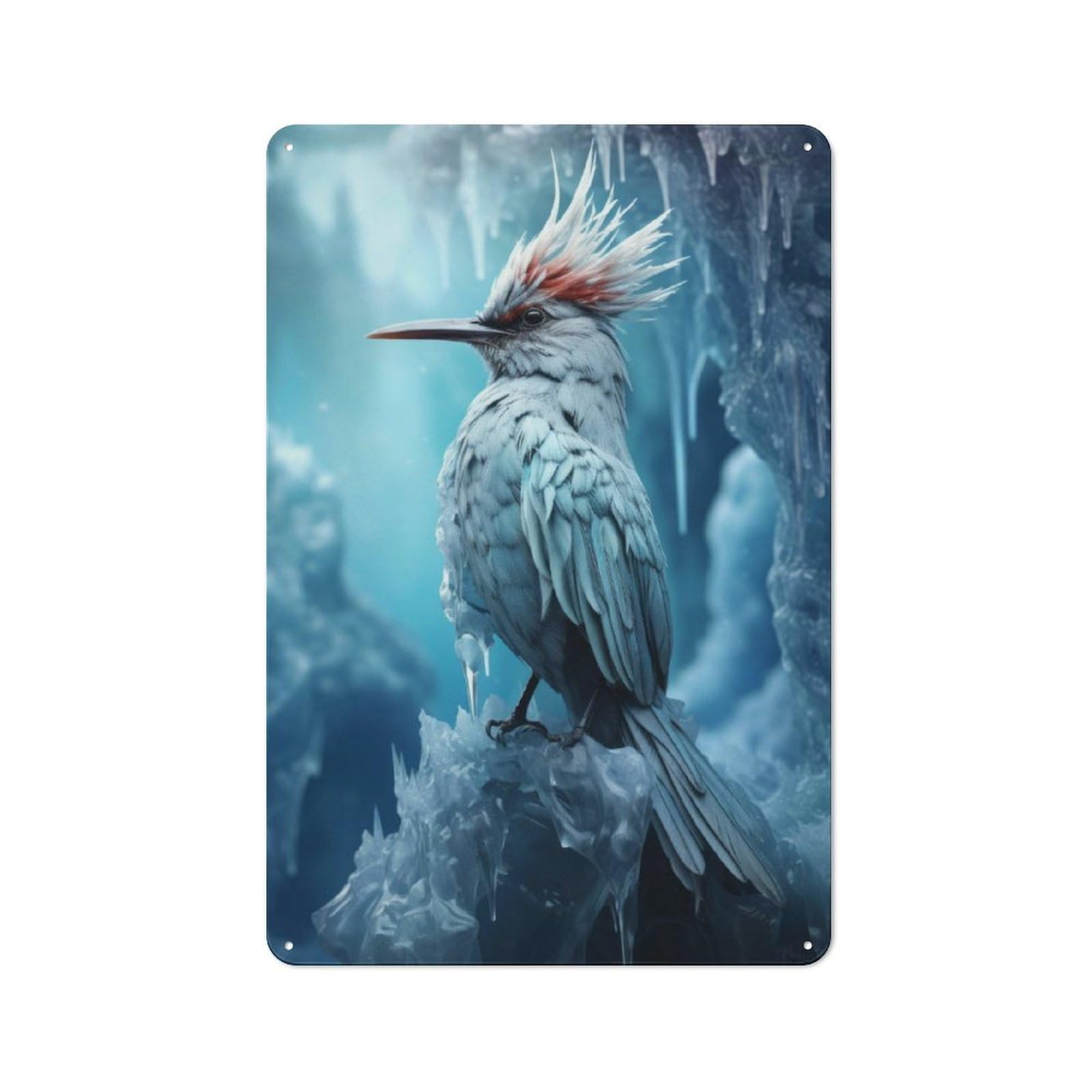 Junmoney Frozen Bird In Ice World Rustic Metal Sign 30X20cm For Hallway Wall, For Collectors Of Rustic Metal Wall Decor