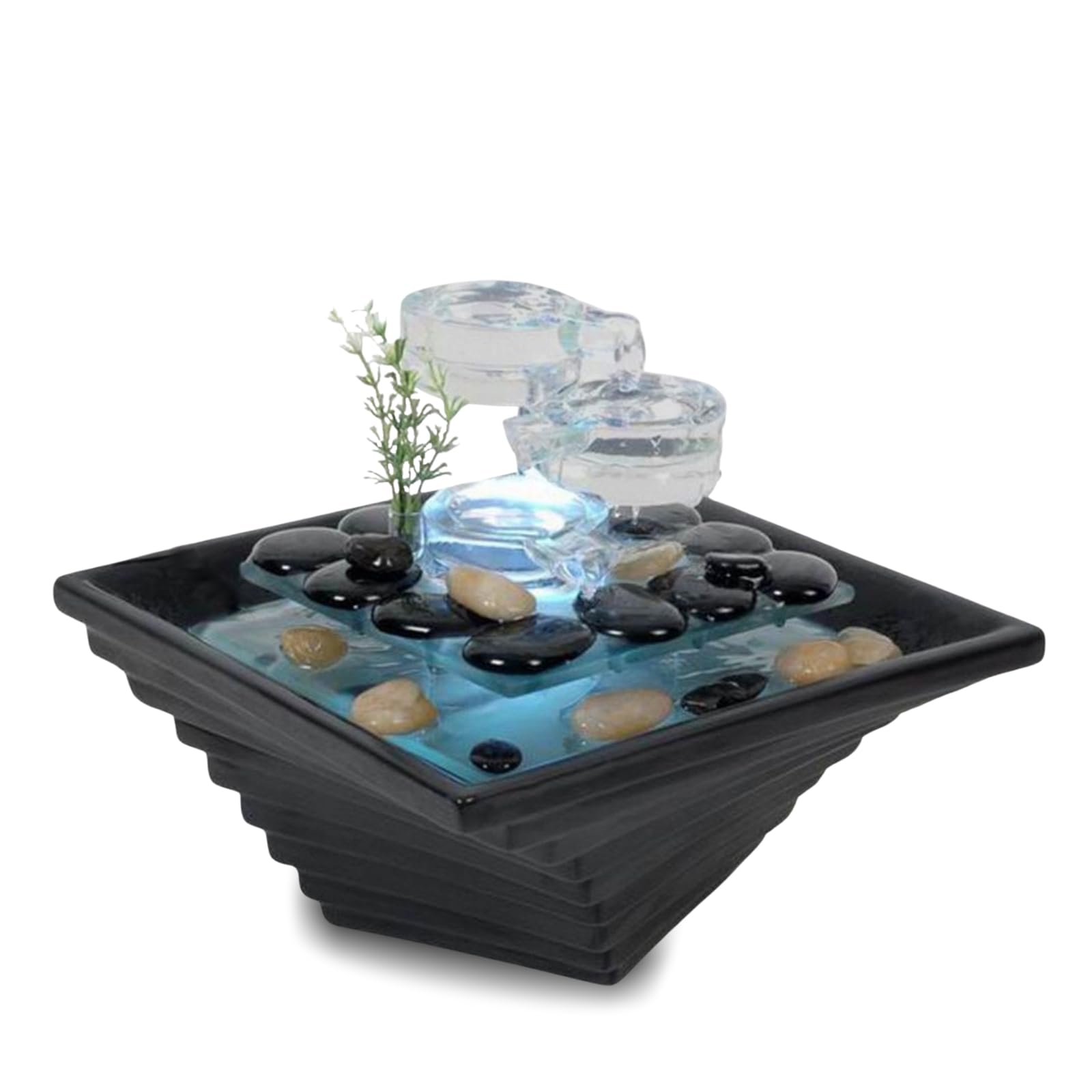 Zen'Arôme Fontanella Decorativa da Interni con Illuminazione LED, in Vetro e Ceramica