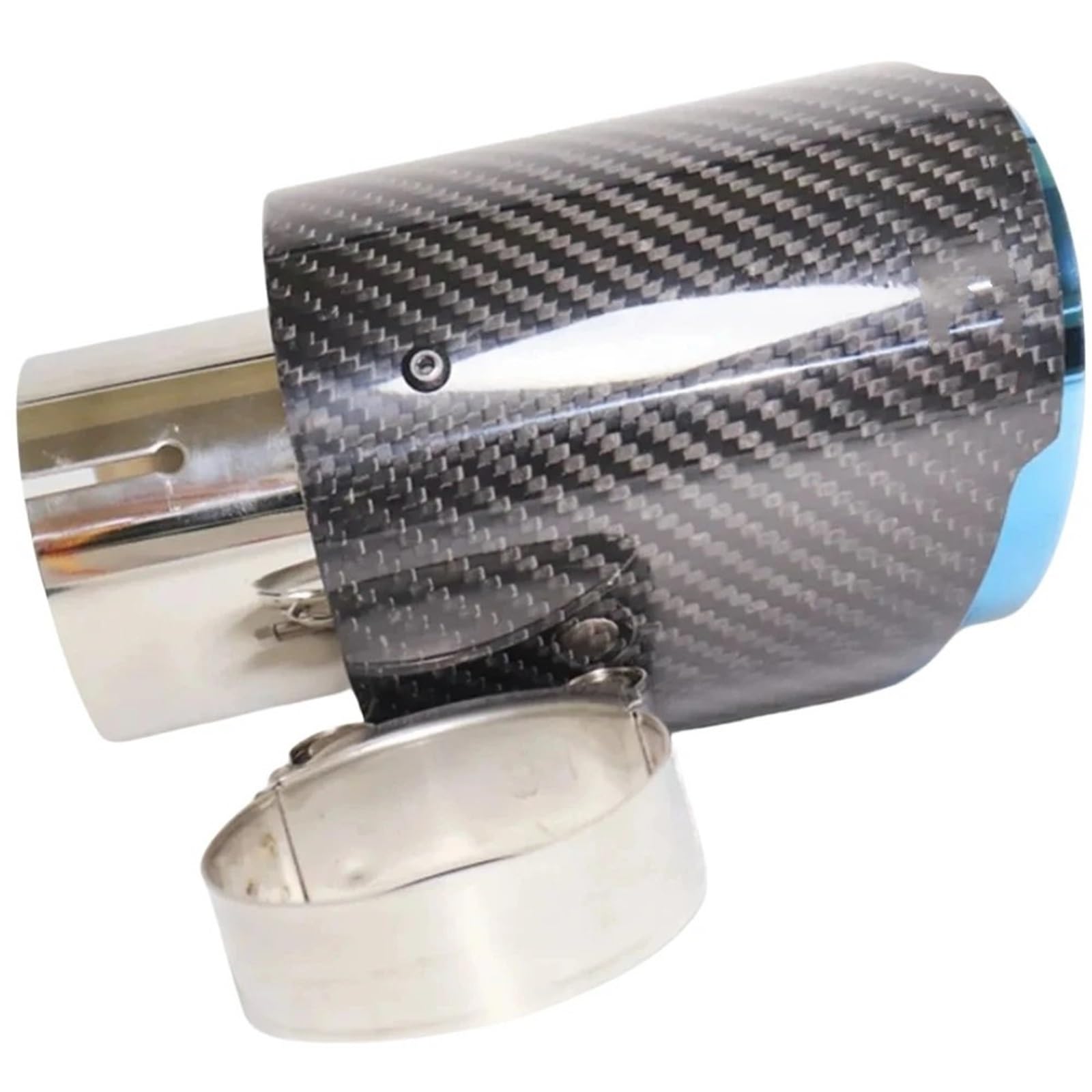 Car Silencer 1 szt. Uniwersalny samochód błyszcząca końcówka tłumika z włókna węglowego rura układu wydechowego tłumiki dysza prosta nierdzewna niebieska(54MM IN 114MM OUT)