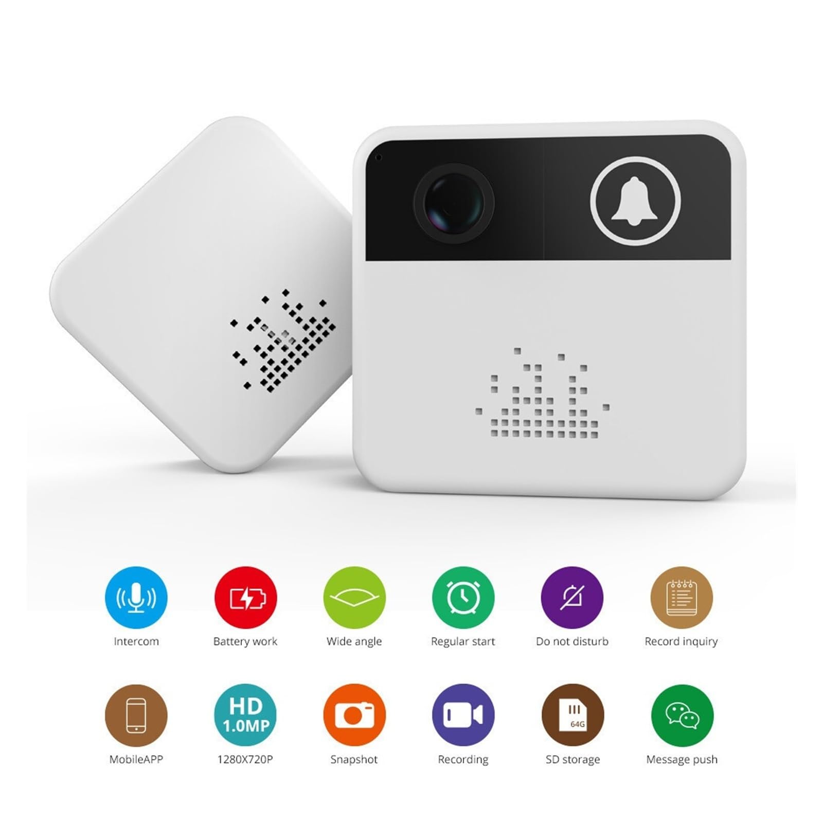 Timbre IP WiFi con videoportero de Larga duración en Espera, intercomunicador Visual, Mirilla y Visor Vista Amplia