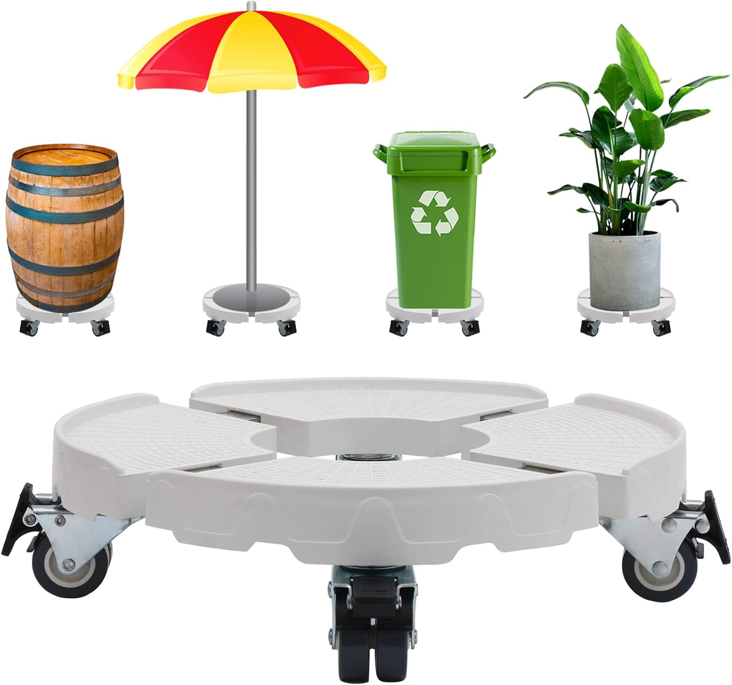 White Plant Stand with Wheels,Adjustable 15inch to 20inch Heavy Duty