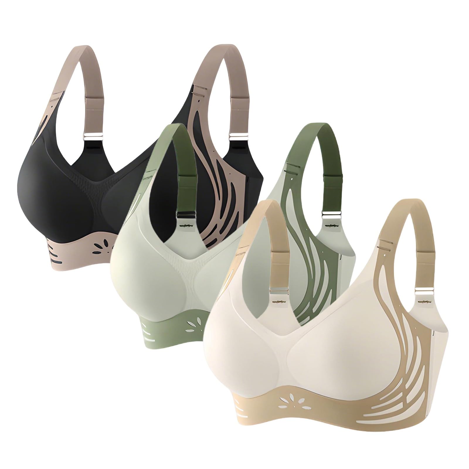 Biustonosze plus size dla kobiet UK Push Up Obwisłe piersi 3 szt. Bezszwowe, bezszwowe podparcie pleców z fiszbinami Podnoszenie bez fiszbin Biustonosz damski Freeolder Komfort na co dzień Duży biust