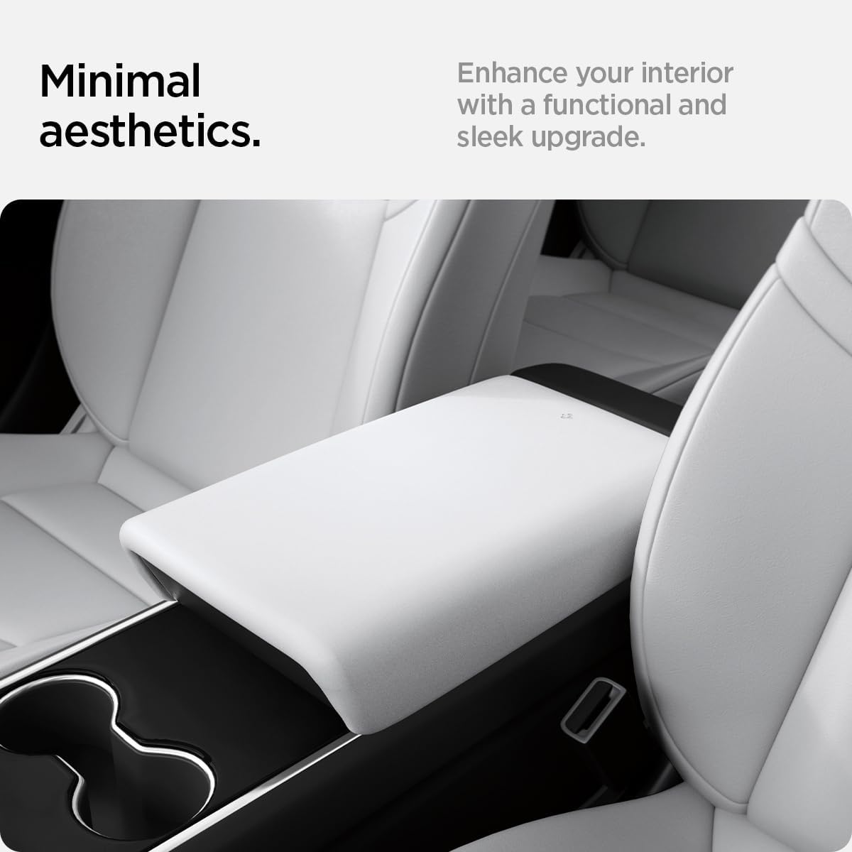 Spigen Center Console Armrest Cover for Tesla Model Y (2020-2024) & Model 3 (2017-2023) [Not Compatible with Model Y Juniper 2025/26 & Model 3 Highland 2024/25] - White