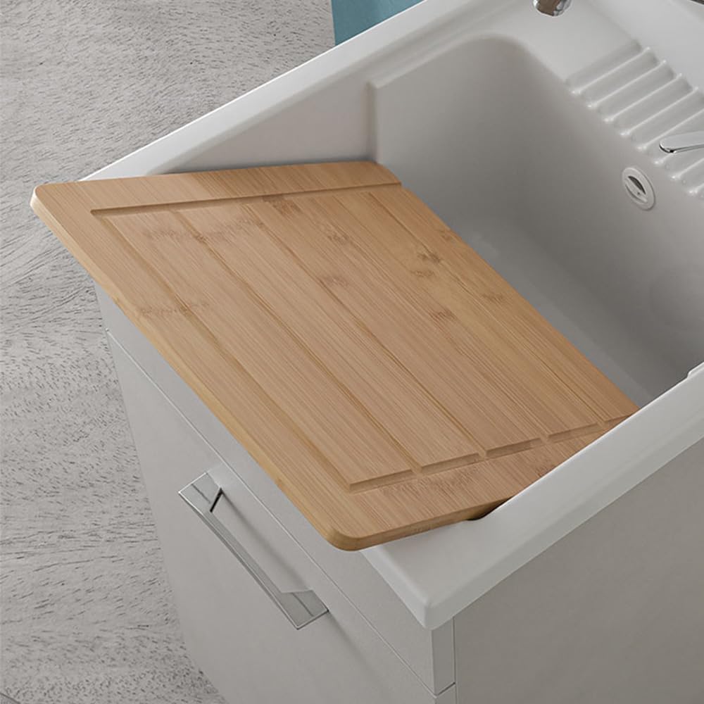 Asse di lavaggio per vasca lavatoio in resina da 45 cm, in legno di bamboo resistente e duraturo, misure 38,5x34 cm