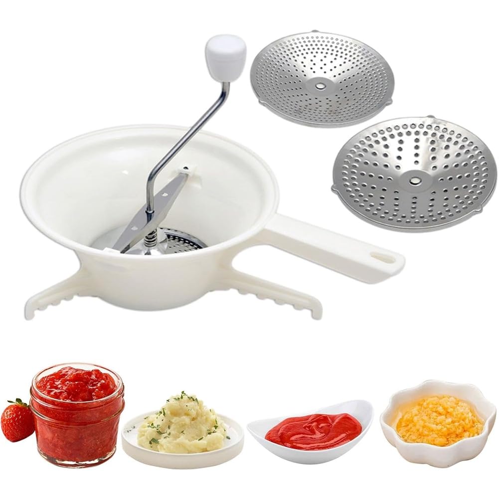 Malloy Moulin à Légumes avec 3 Disques Interchangeables Manuel pour Sauce Tomate et Pommes de Terre