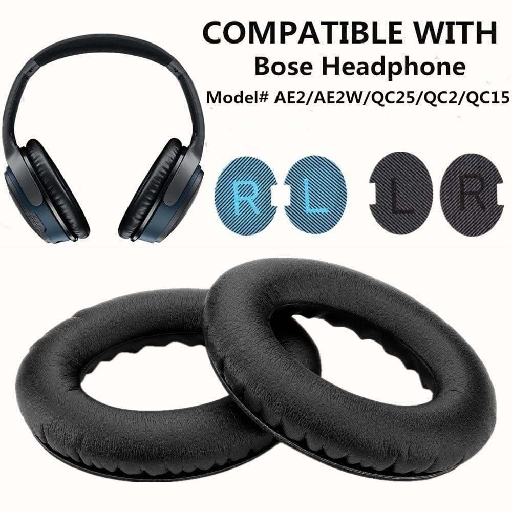 WADEO Auricolari di Ricambio, per Bose QC45/QC35/QC25/QC15/QC2/AE2/AE2W, 2 pezzi Cuscino Auricolari in schiuma, Cuffie di Ricambio per Cuffie Bose QuietComfort
