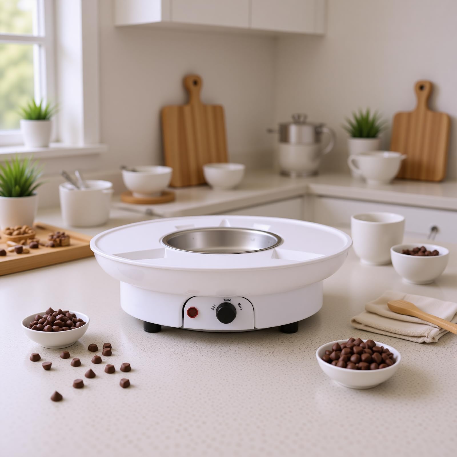 Set Fondue Elettrico con 10 Forchette, Pentolino per Cioccolato