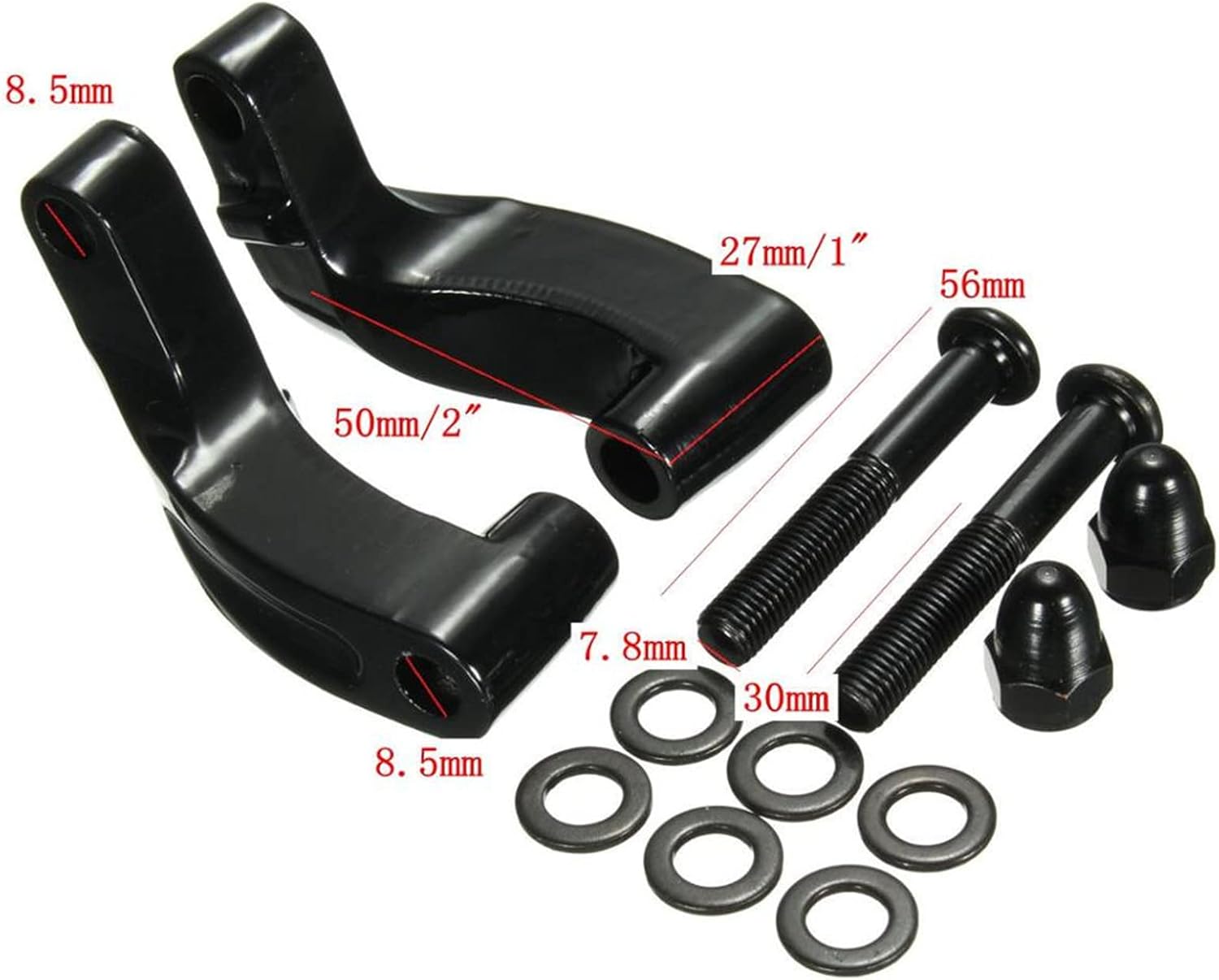 Motorcycle Mirror Extenders Chrome Mirror Relocation Extension Adapter Kit Compatible with Harley Davidson Heritage Flstc Fxcwc Super Glide Fxdc Wide, Silver