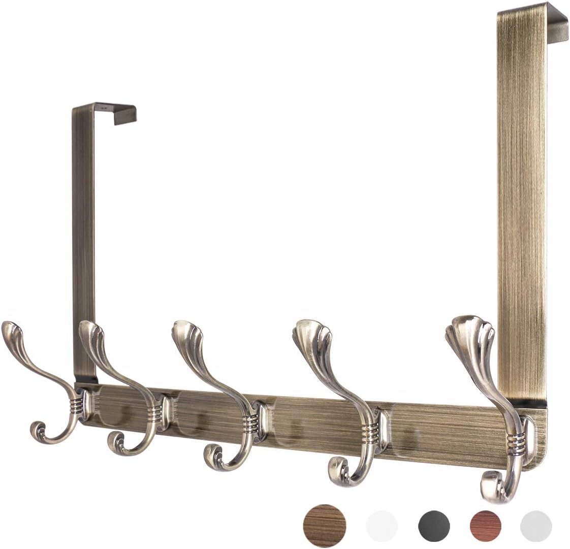 SZAT PRO Over The Door Coat Hook Hanger Rack Antique Brass