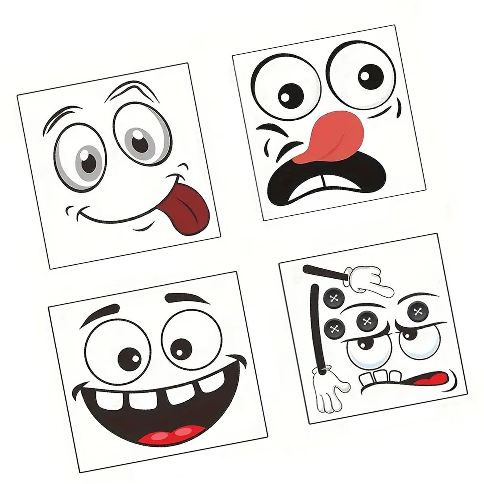 Pack of 4 Cartoon Smiling Face Stickers, PVC Stickers for Game Consoles, Devices, Laptops, Phones, Easy Peel Stick Design, Cartoon Smiling Face Sticker