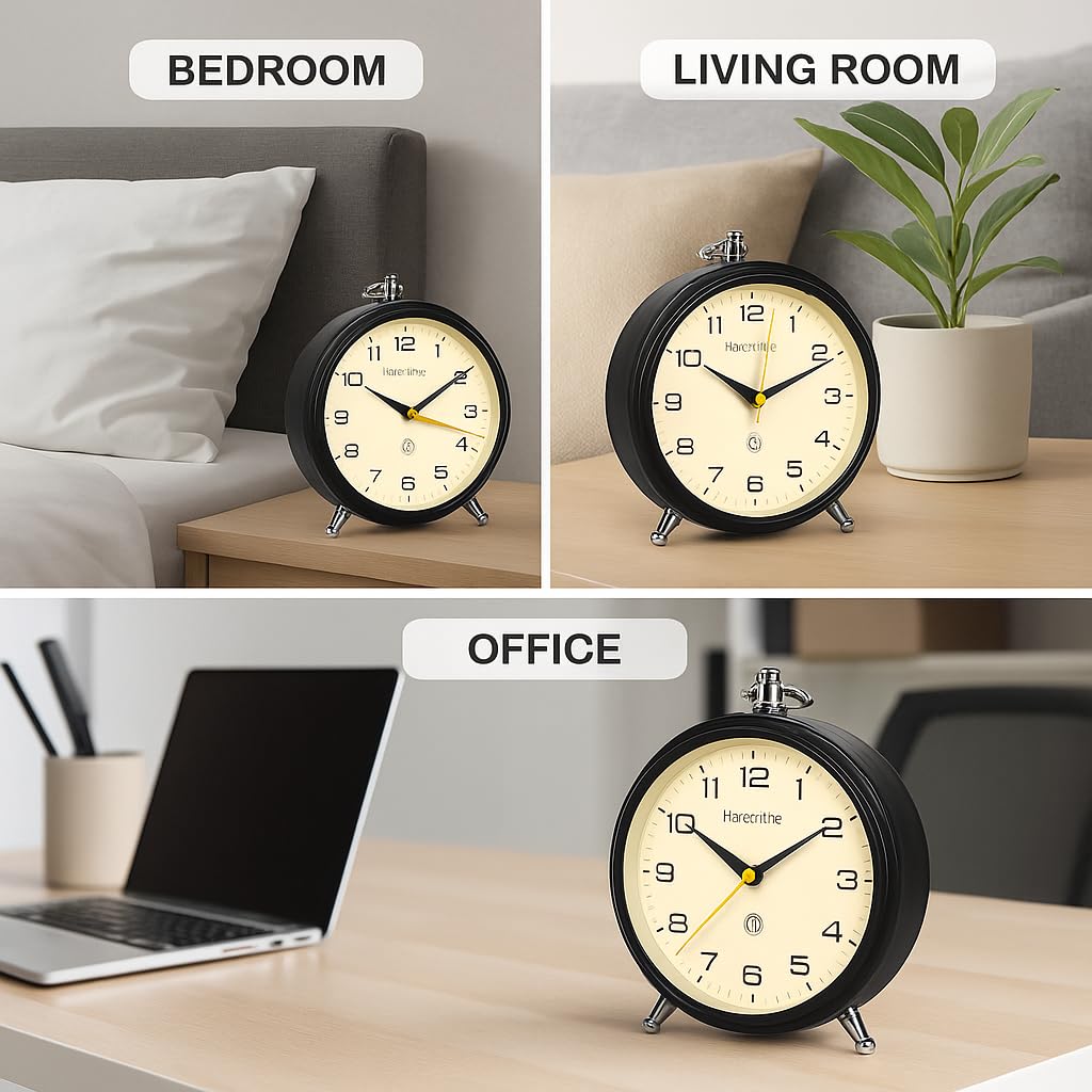 AERYS Honeytime Metal Alarm Clock Wall Clock Table Clock for Study Analog Silent Vintage Clock,Alarm Clock for Heavy Sleepers Home Office Bedroom-Black (Battery Not Included)-13 Cm Black Review – The Ultimate Silent Vintage Wake-Up Call for India? Review India 2025
