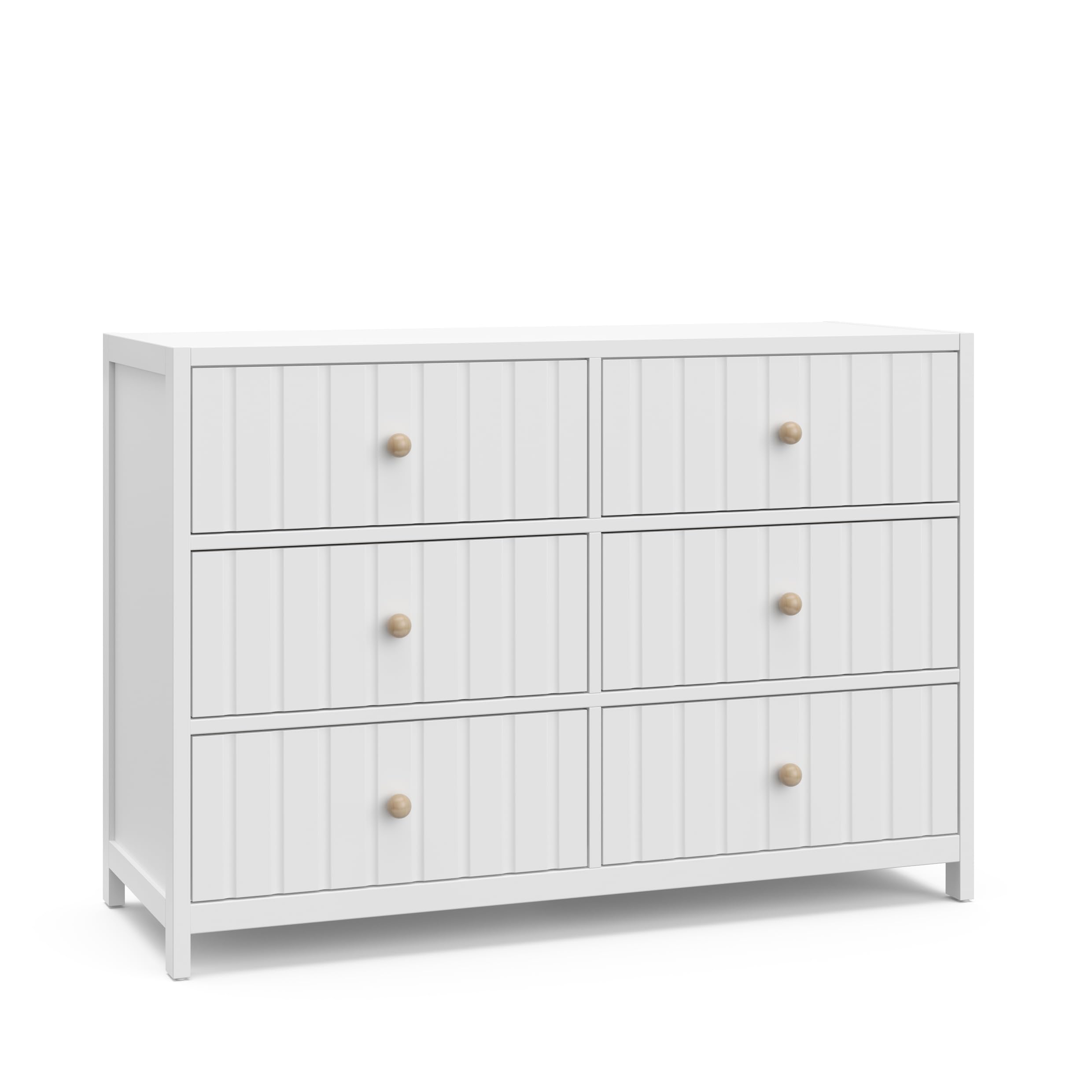 Graco Teddi 6 Drawer Double Dresser (White) – GREENGUARD Gold Certified, Interlocking Drawer System, Pre-Installed Drawer Tracks, Includes Two Sets of Knobs for Personalization