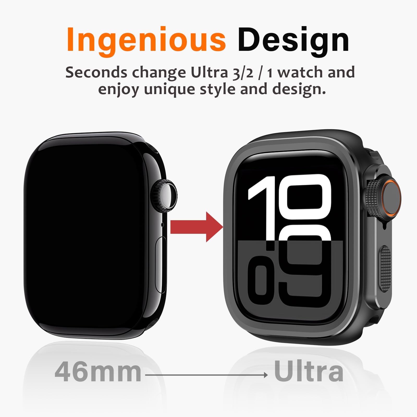 Amizee 2 in 1 Metallo Cover Compatibile con Apple Watch Serie 11/10 46mm, Rigida PC Anti-Graffio Metallo Cornice con Copertura Posteriore Protezione Custodia per iWatch 46mm, Nero