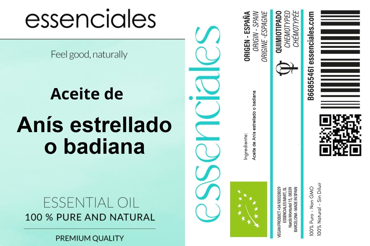 ESSENCIALES Aceite Esencial de Anís estrellado o badiana 500 ml – 100% Puro y Natural – Aroma Herbal y Especiado – Ideal para Difusor y Aromaterapia