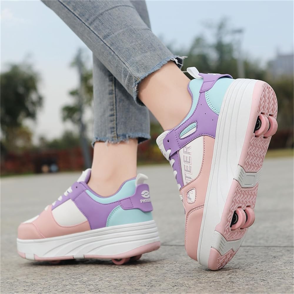 Mateju Schuhe mit Rollen für Kinder - Rosa, 32 EU - Multifunktional, 2-in-1 Skateboardschuhe - Hochzeit, Lässig, Sport