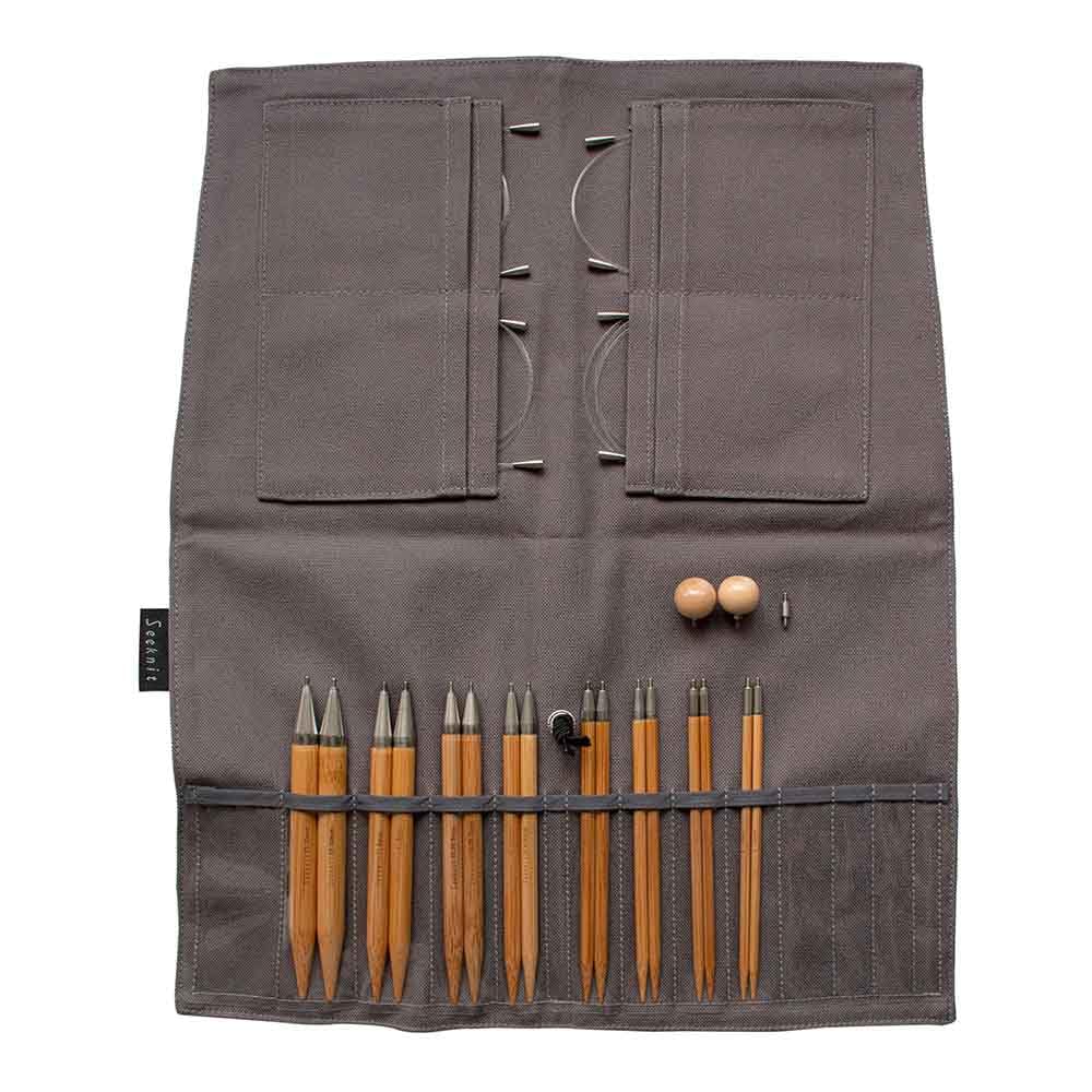 Seeknit Koshitsu Grand Interchangeable Needle Set-Bamboo Tip, for Knitting or Crocheting Projects, Grey, 12.5cm