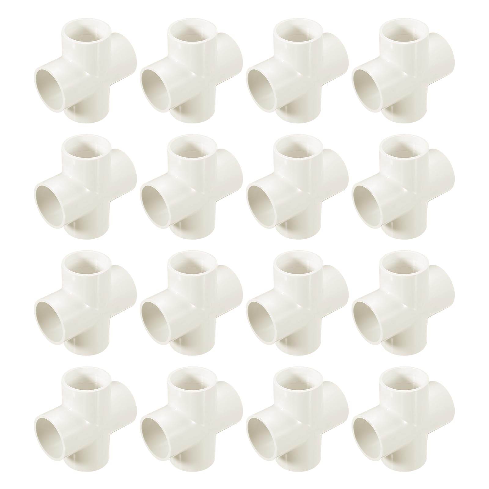 QUARKZMAN 16 Pcs Raccord PVC Blanc Croix 4 Voies PVC 40mm ID Connecteurs PVC Coudes Raccords Tuyauterie en PVC, Connecteurs d'angle pour Meubles PVC pour Structures de Support de Jardin DIY