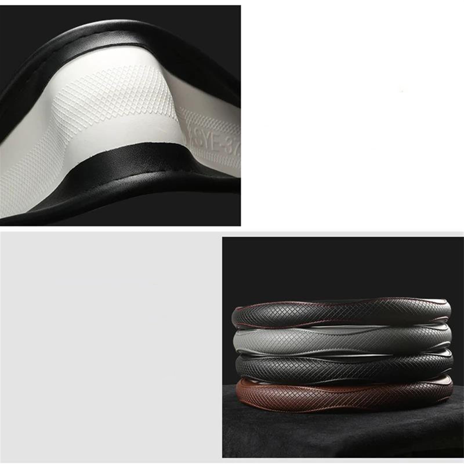 Interni In Pelle Accessori Auto Copertura Del Volante Dell'automobile Trim Per Peugeot 206 207 208 308 406 408 508 301(Black O shape)