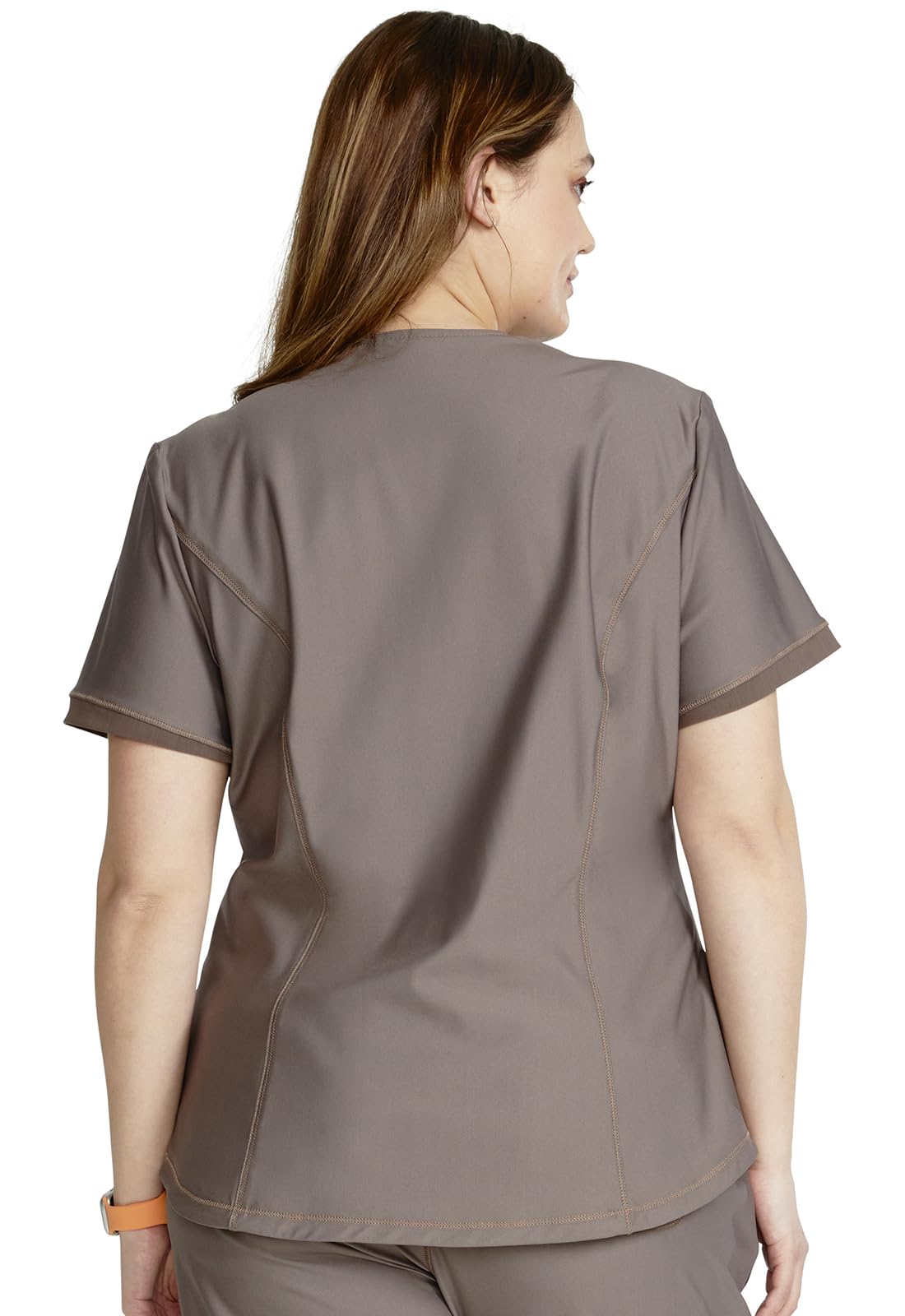 Cherokee Conjunto de uniforme médico para mujer, 7 bolsillos, cuello en V, dobladillo curvado CK840 y pantalón de pierna cónica de tiro medio CK095, camiseta de hierro XL / pantalón pequeño 2XL