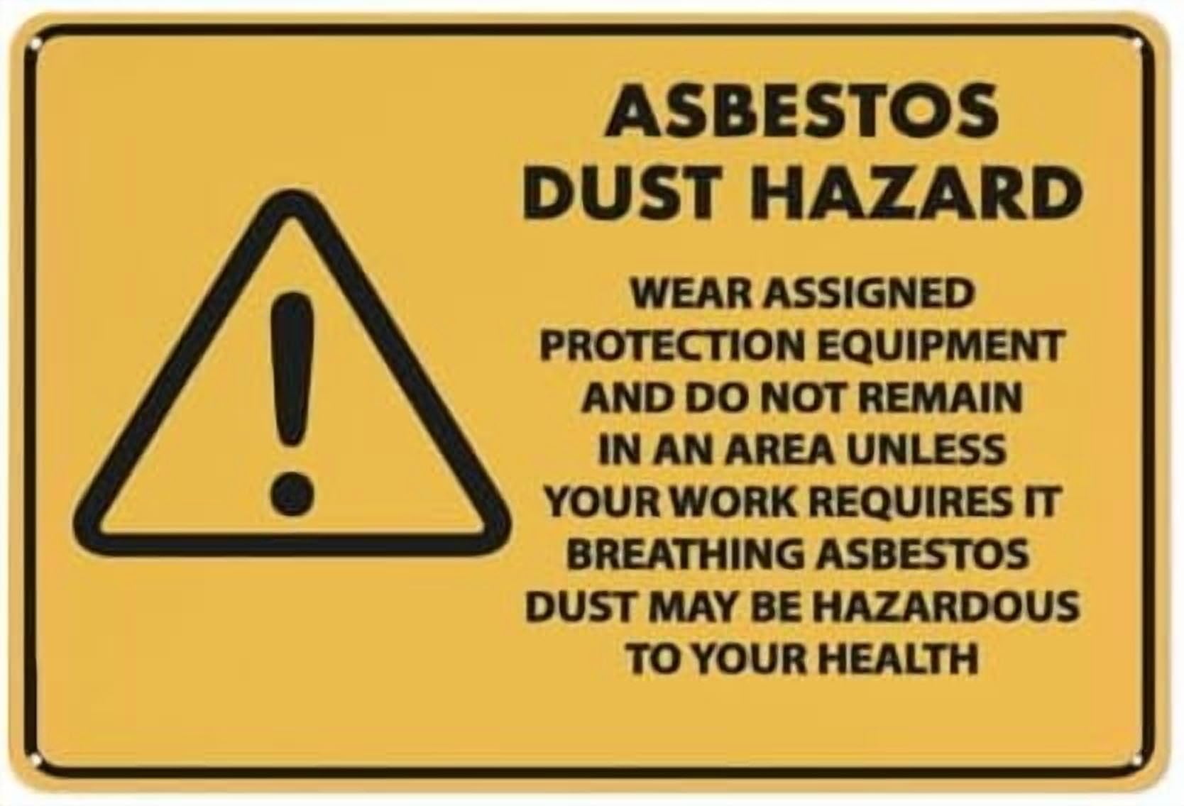 (2-Pack) Metal Tin Sign Caution Asbestos Dust Hazard Sign Warning Sign Home Kitchen Farm Garden Garage Wall Decor 12X8 Inch