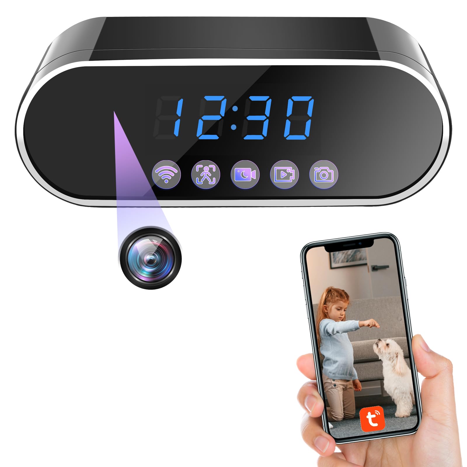 Micro Camera Spy 5G & 2.4G, Watch Spy Camera 150° Wide Angle with IR Night Vision and Motion Detection, Hidden Camera for Indoor Home/Office etc.